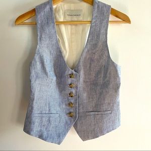 Banana Republic Linen Railroad Stripe Vest  Size 2